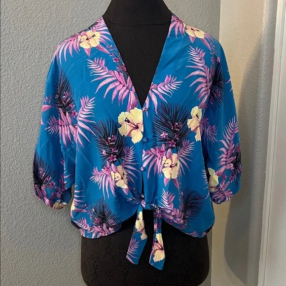 RAILS Thea Button Up in Hawaiian Tropic Color: Hawaiian Tropic 100% Silk Med - Picture 3 of 10
